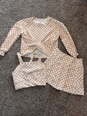 Girls Minnie Beige Checkerboard 3-Piece set